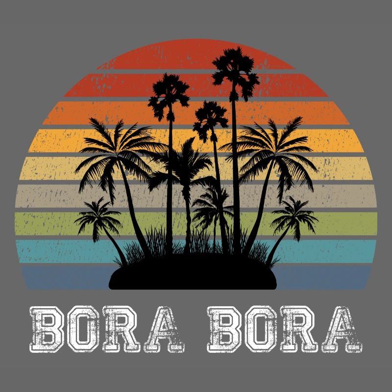 Bora Bora vintage design with palm trees / gift