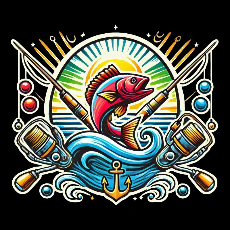Logo de pêcheur vintage
