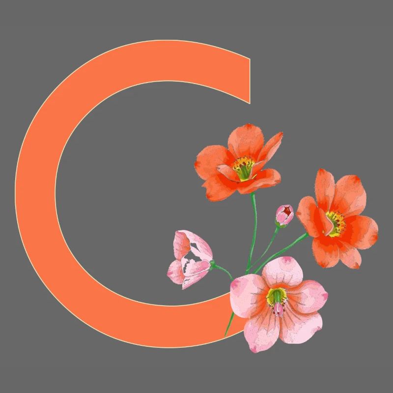 C avec fleurs