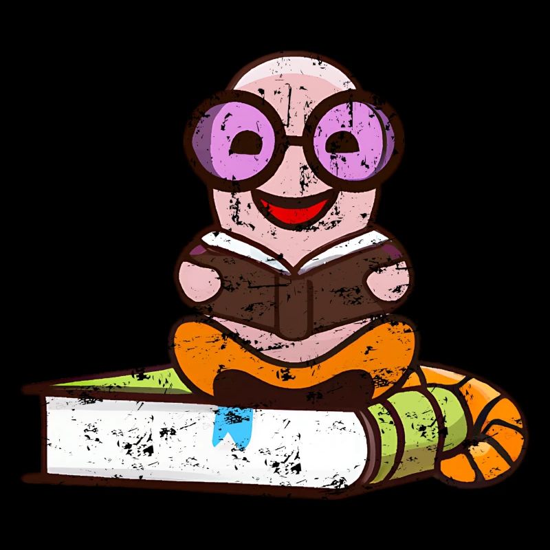 Nerd Bücherwurm liest Bücher grunge