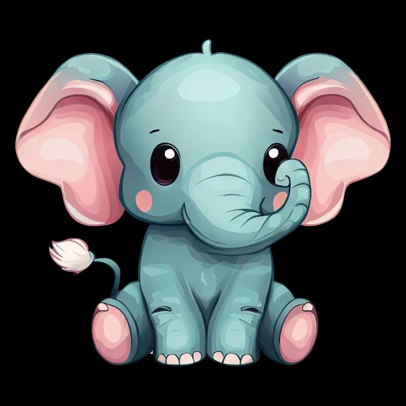 Süßer Sitzender Grauer Elefant