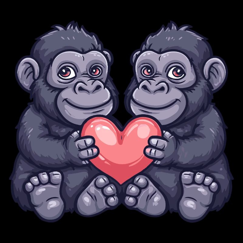 Couple de gorilles Amour Saint-Valentin