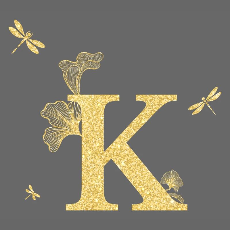 Buchstabe k Goldene Glitzerlibelle - Geschenkidee