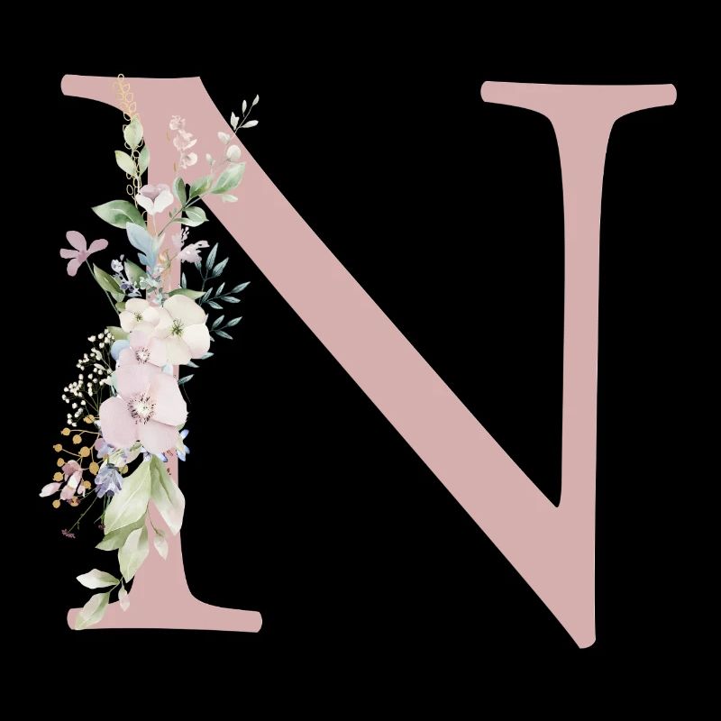 N Monogramme, Floral, Personnalisable