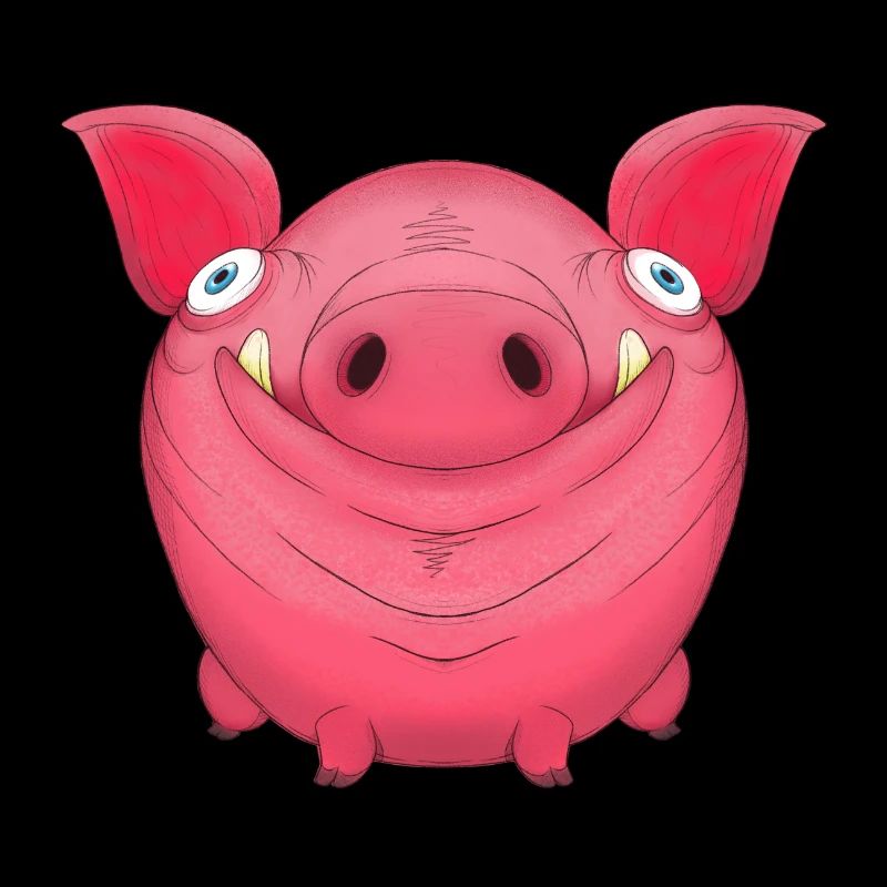 Mignon rond dessin animé cochon