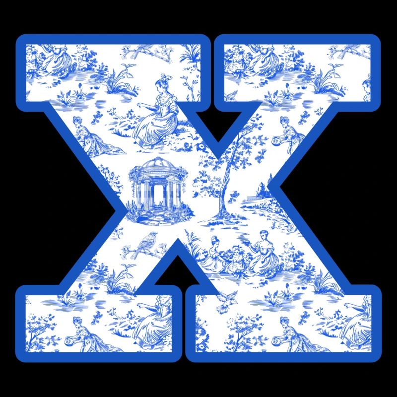 Letter x blue chinoiserie