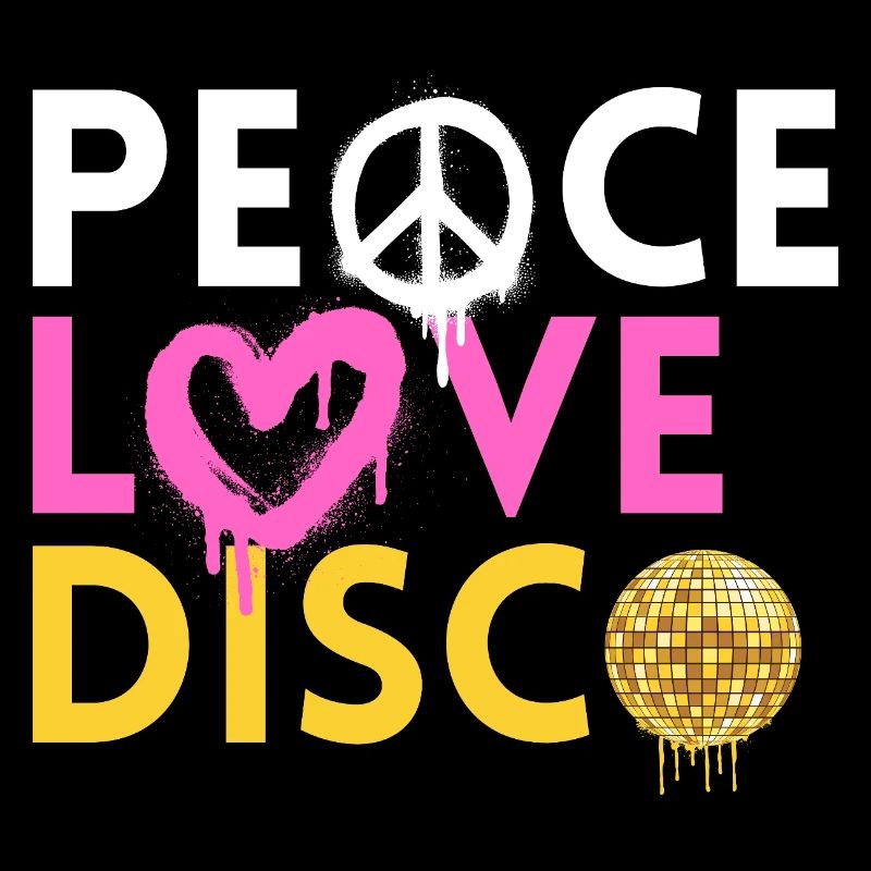 Peace Love Disco Style Néon Rétro