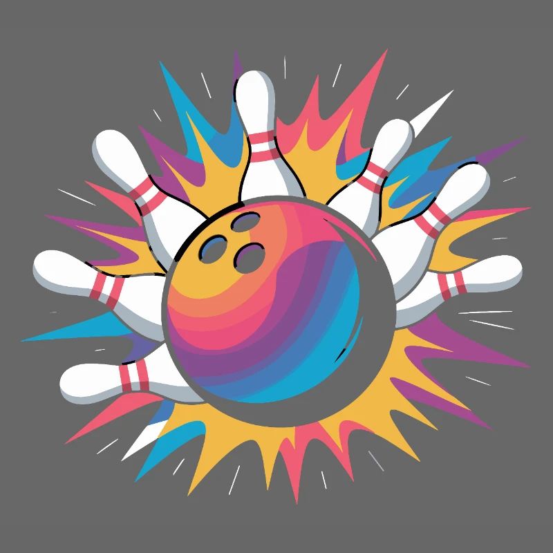  Bowling Ball Strike Mit Bunter Explosion Und Pins