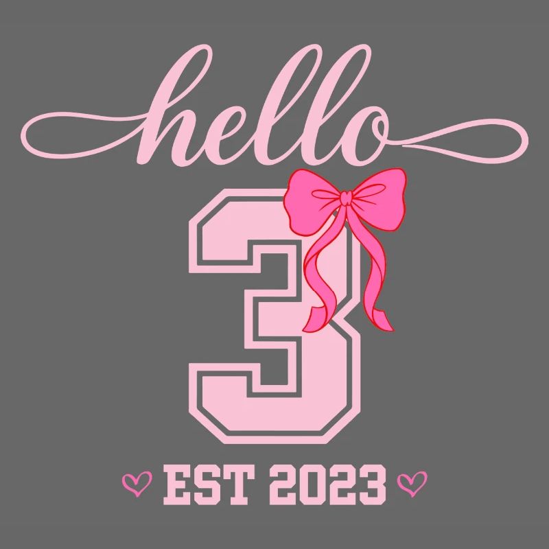 Hello 3 Est 2023 Mädchen Geburtstag Design