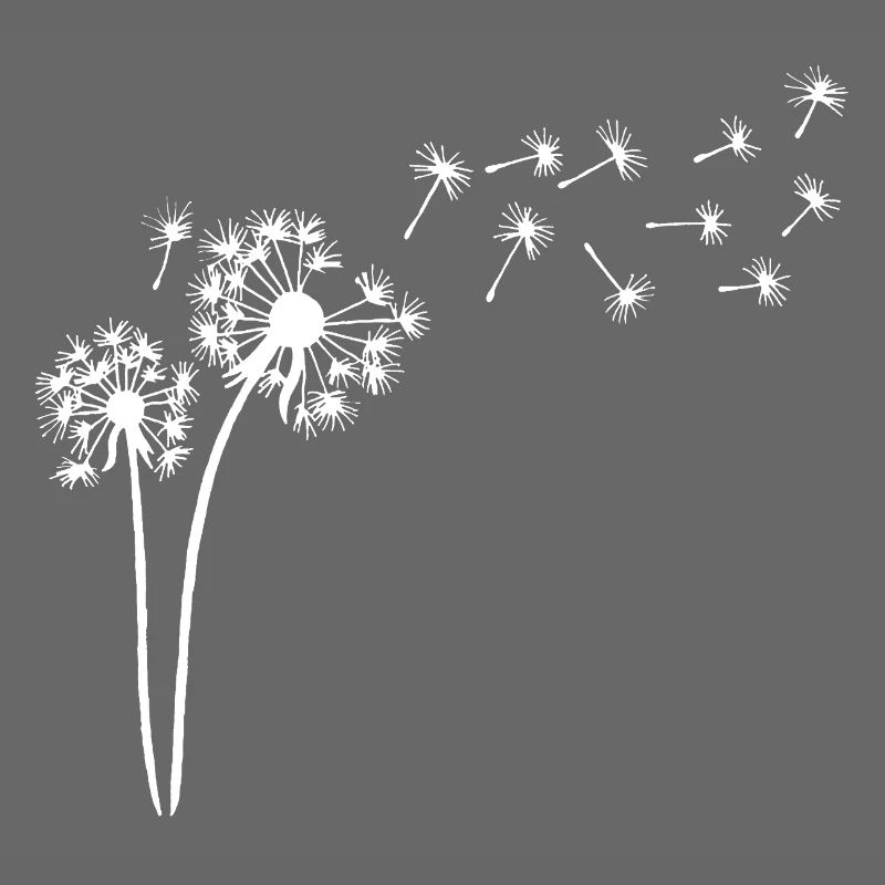 White dandelion in the wind