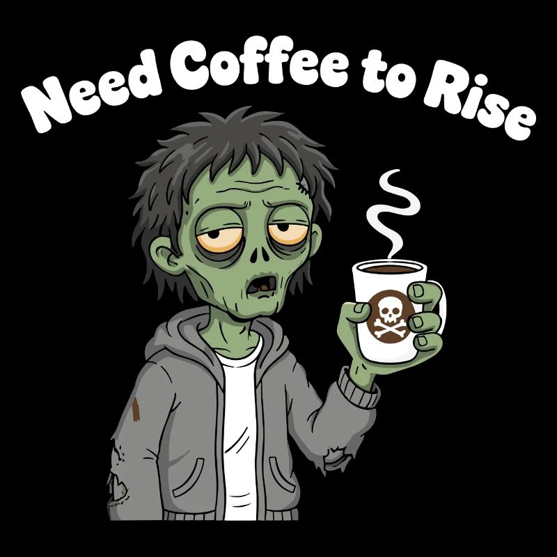 Coffee Zombie Motif Pullover Hoodie