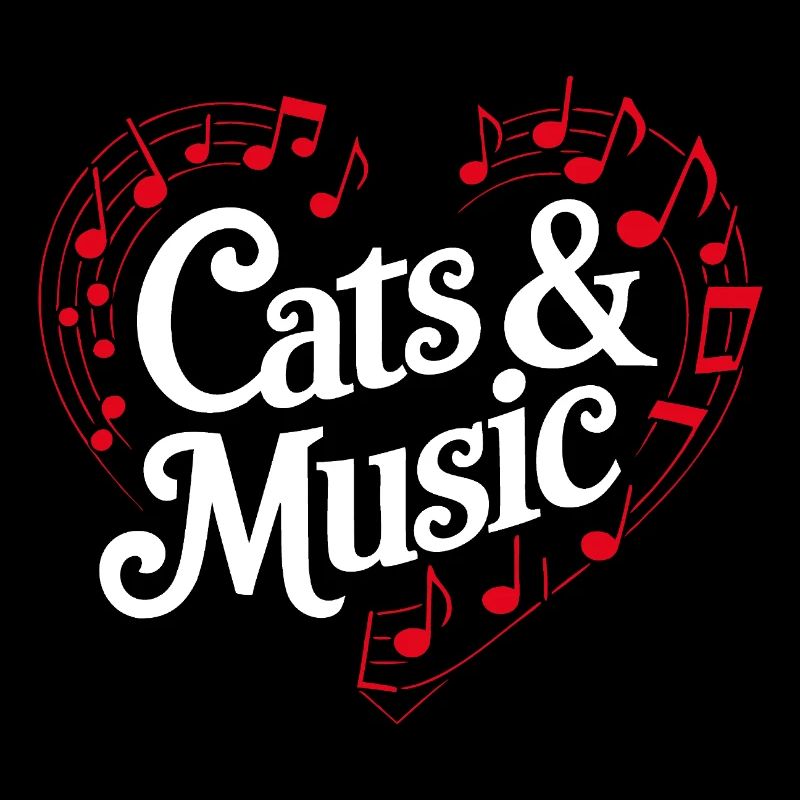 Les chats et la musique Notes de musique et bâton