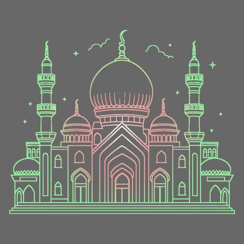 Moschee Stern Halbmond stilisiert grün oder schwarz