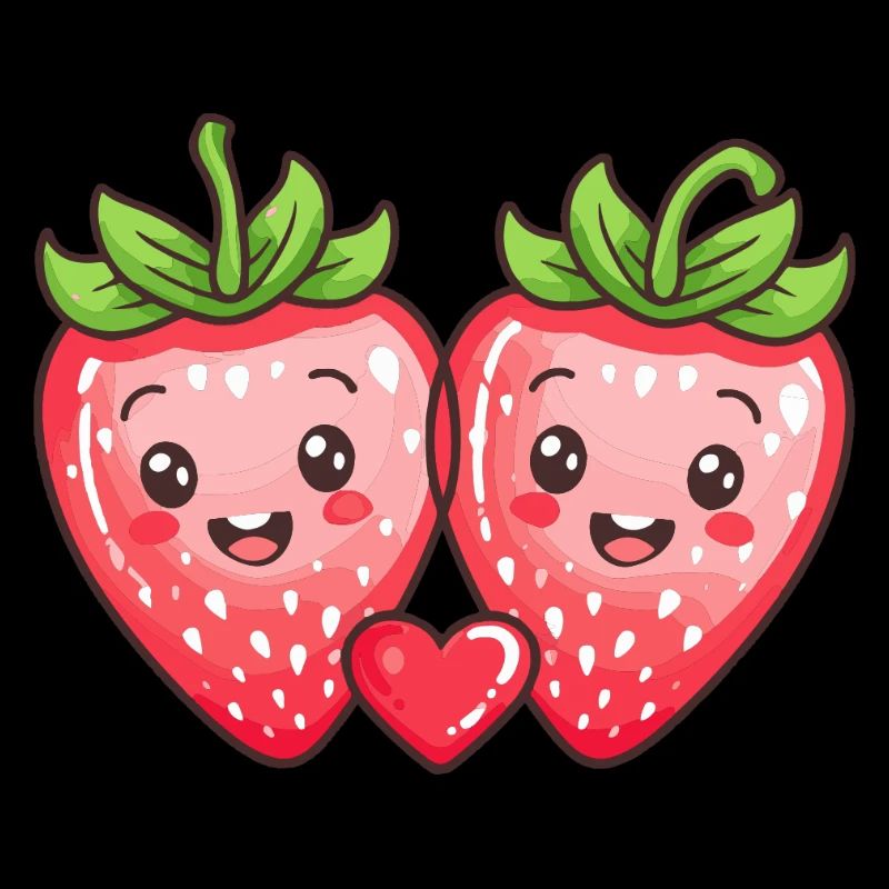 Erdbeeren Paar Liebe Herz Comic