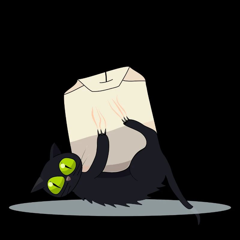 Katze auf Teebeutel