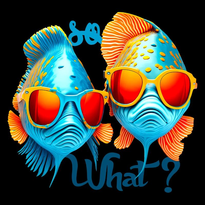 Colorful fish with sunglasses