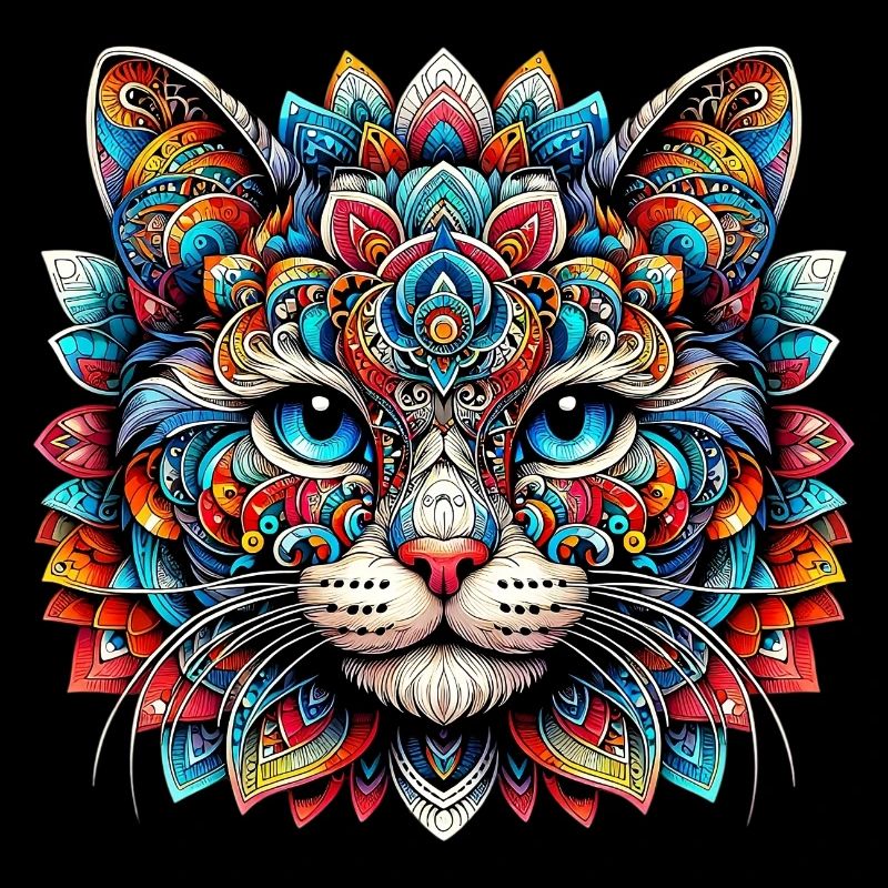 Chat décoré de Mandalas