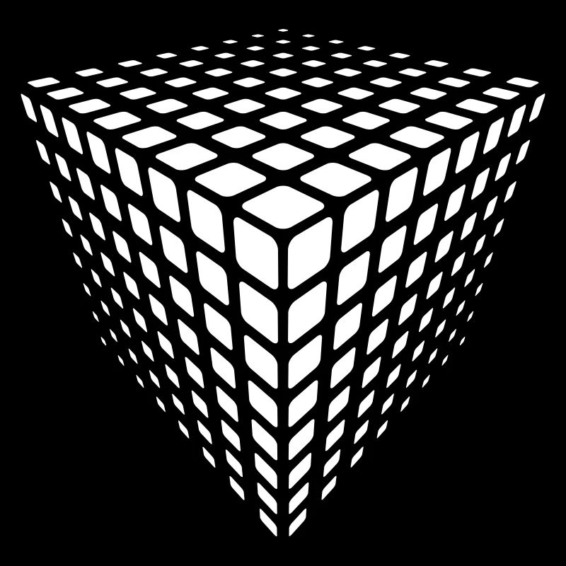 Monochrome Grid Cube Illusion