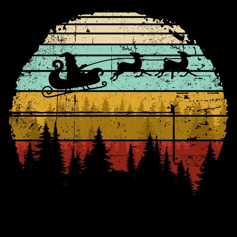 Vintage Sunset Santa Schlitten
