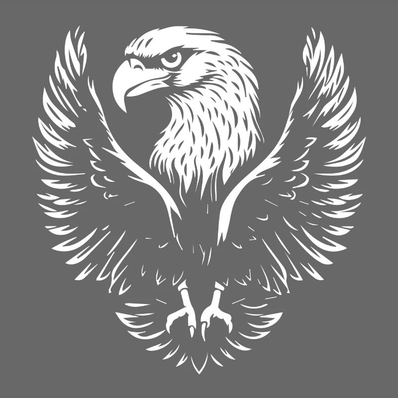 Eagle head with wide wings