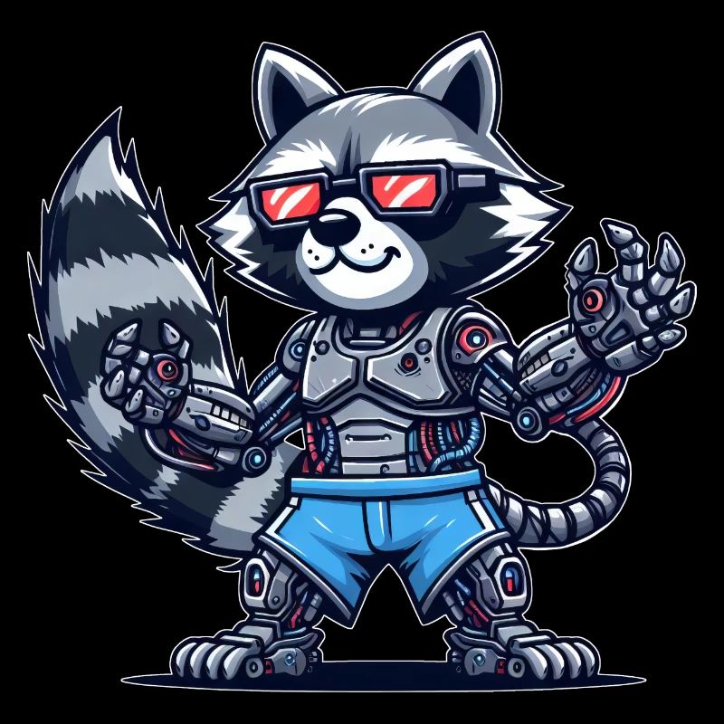 Waschbär Cyborg Roboter Design