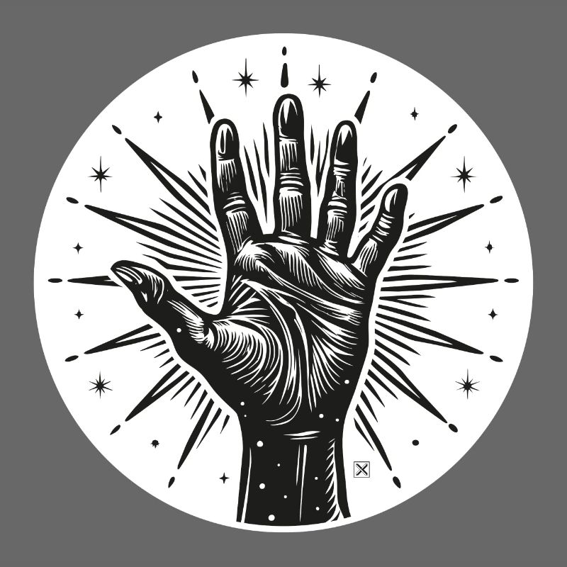 Sternhand mit Blitzen