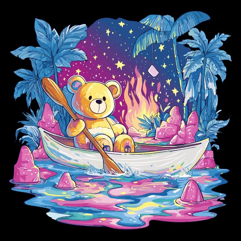 Teddy Boat Dream Sous Le Ciel Étoilé