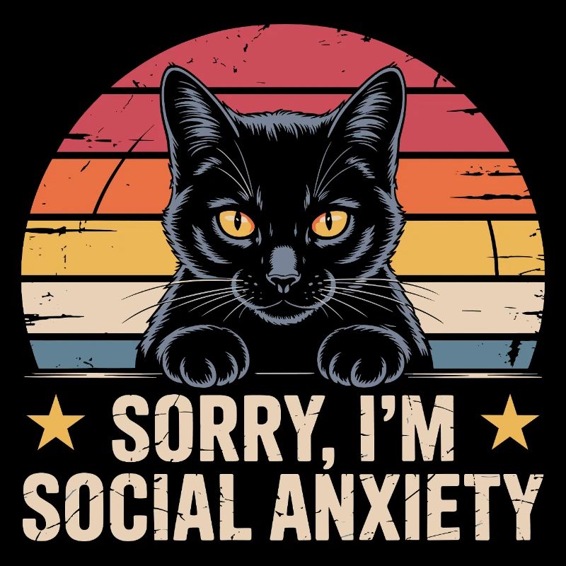 Retro-Katze schwarze Katze soziale Angst