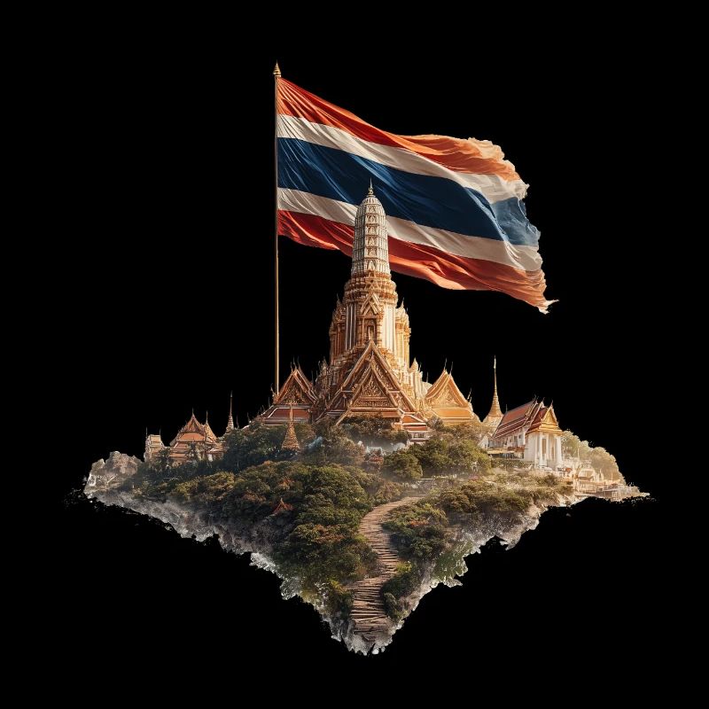 Thailand Tempel Flaggenbild