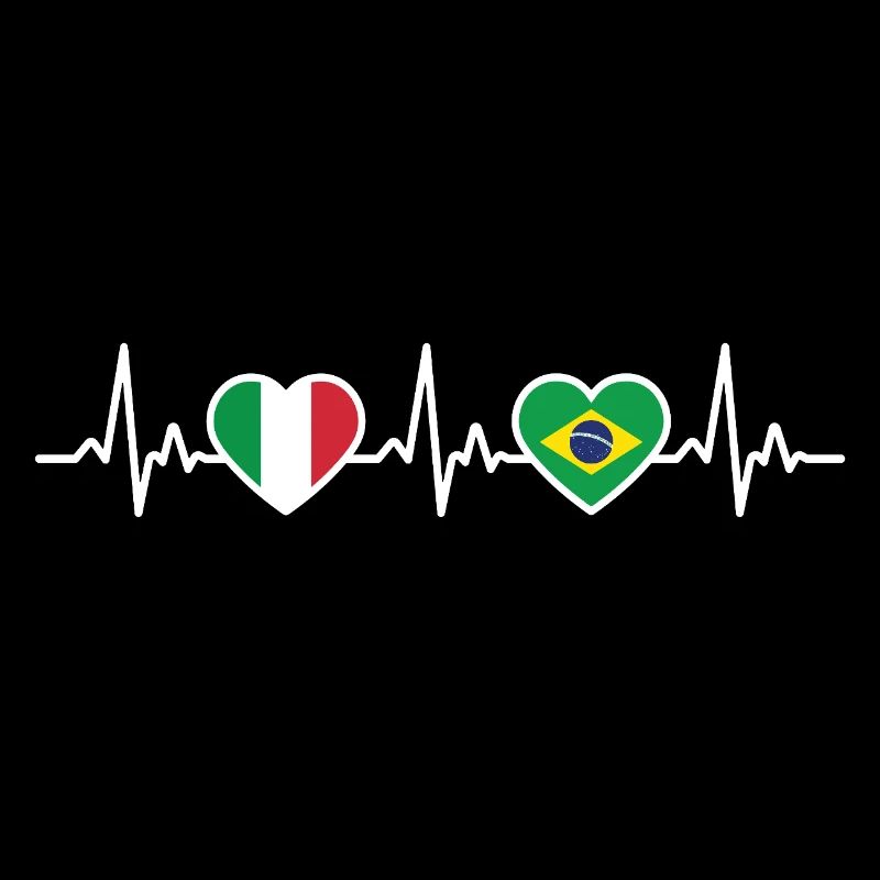 Brésil Italie Heartbeat Drapeau Brésil