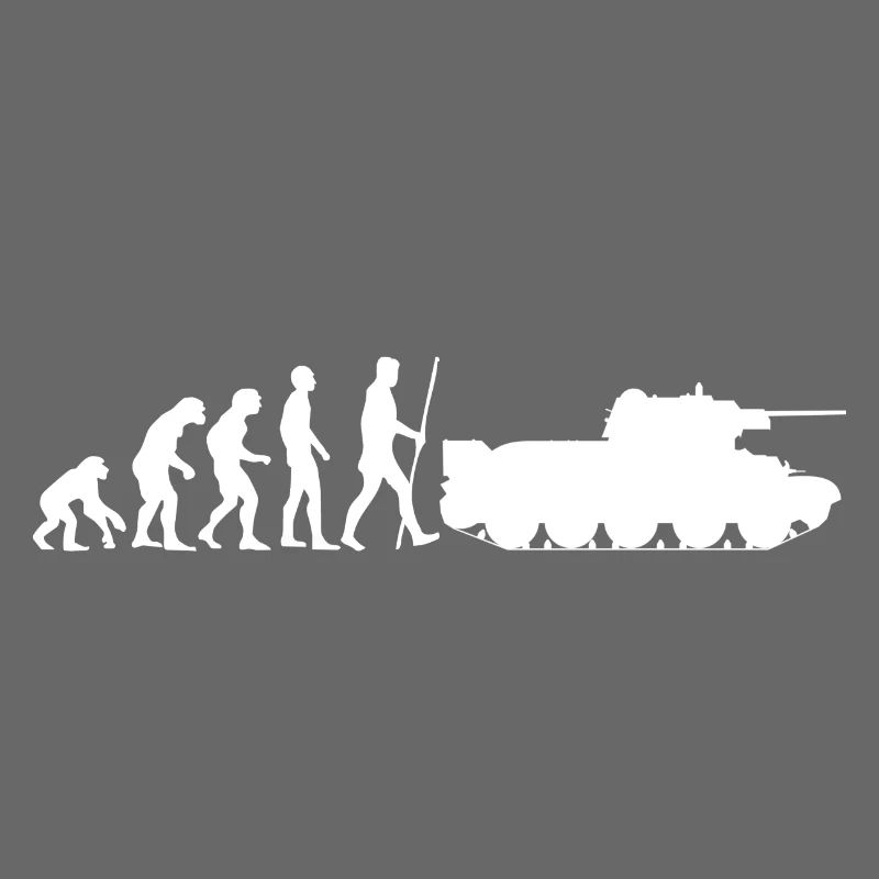 The evolution of humanity ends in the war tank