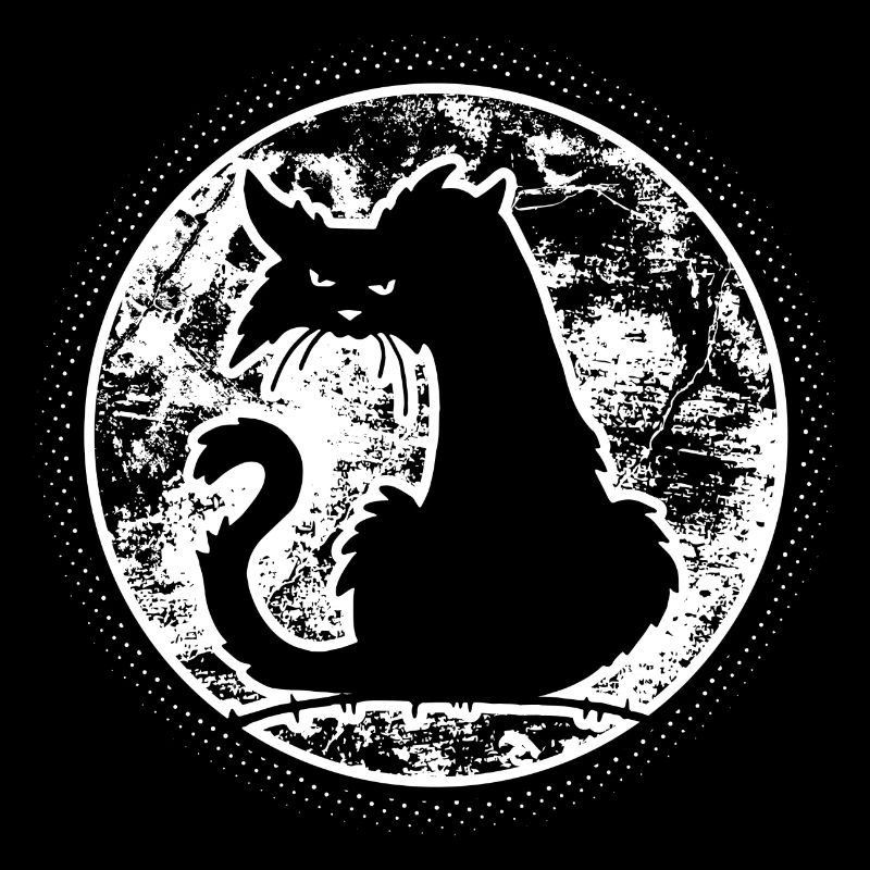 Halloween chat noir au clair de lune, horreur