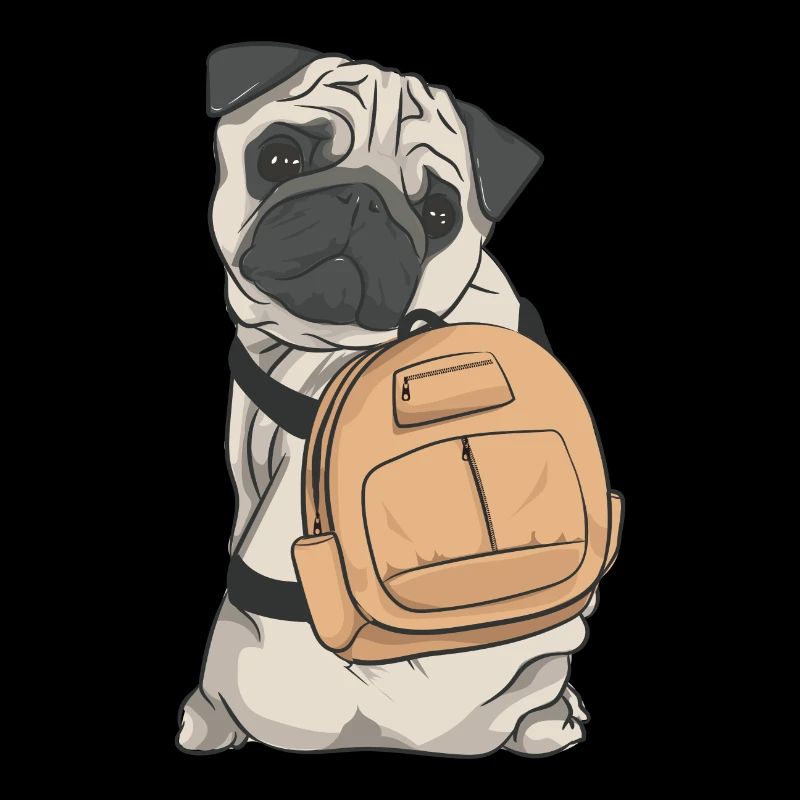 MOPS ON TRAVEL / PUG WITH A BACKPACK