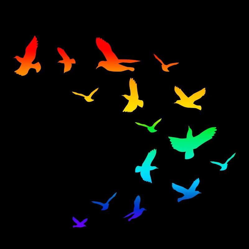 Nuée d'oiseaux arc-en-