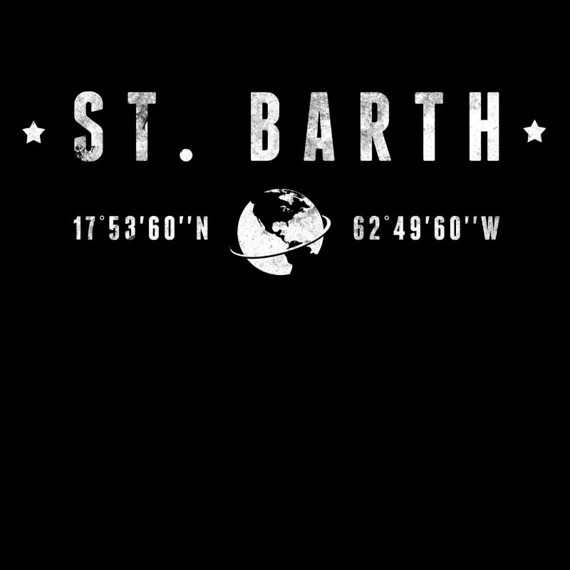 St Barth Coordonnées Géographiques Stylisées