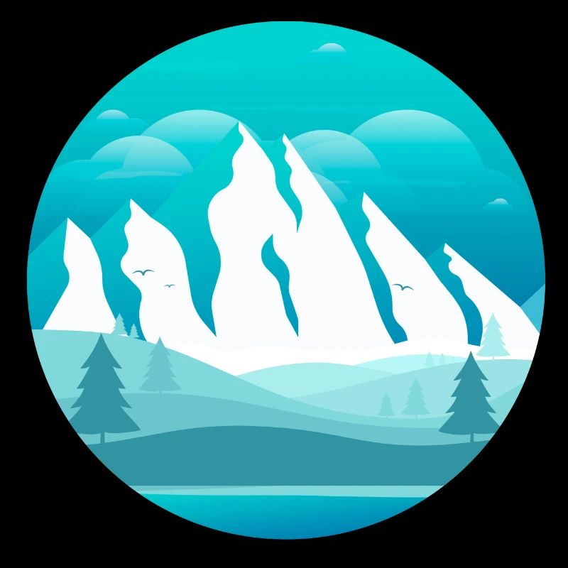 Mountains covered with snow and forest