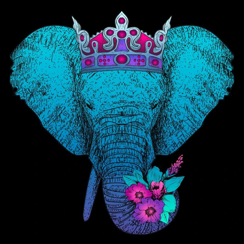 Elefant mit Blumen und Krone