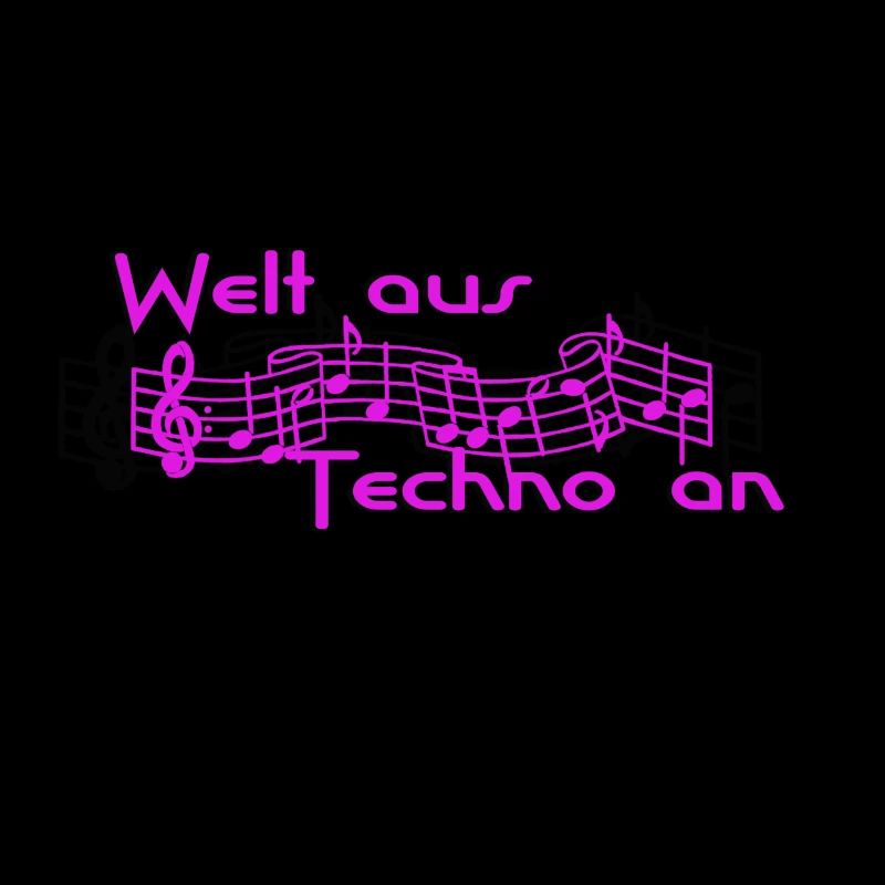 Welt aus Techno an Schriftzug