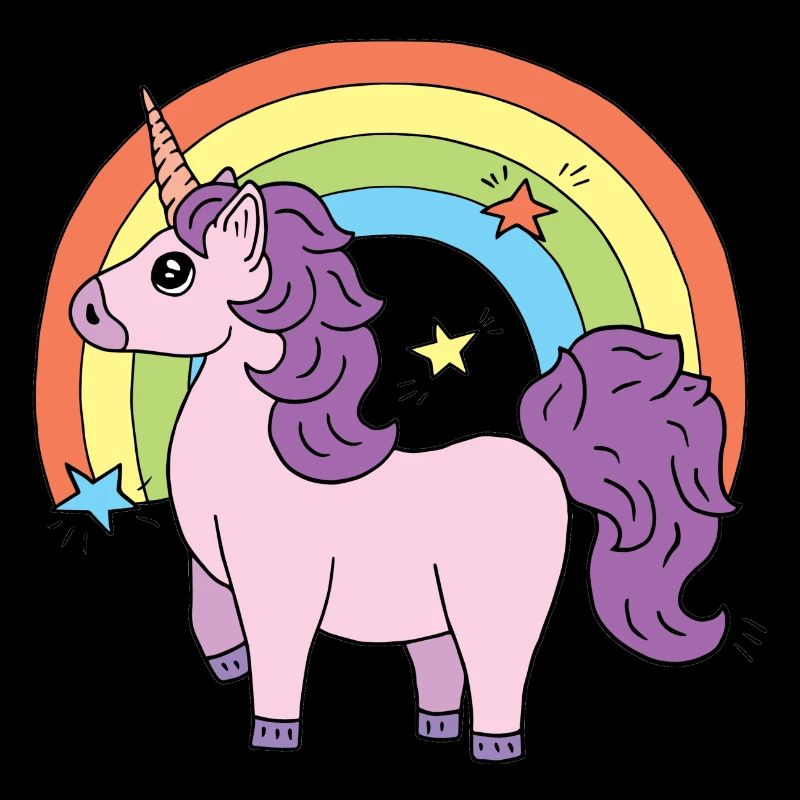 Einhorn Elsbeth vor einem Regenbogen