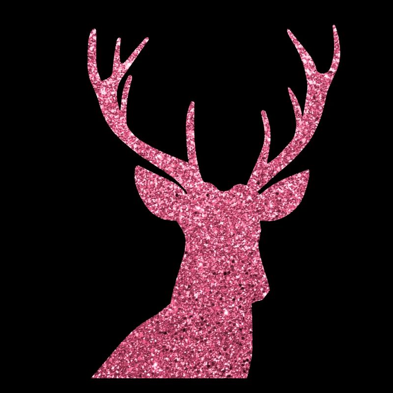 Silhouette de cerf pailletée rose