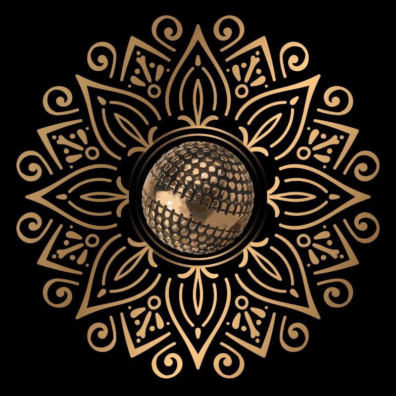 Goldenes Mandala mit Boulekugel