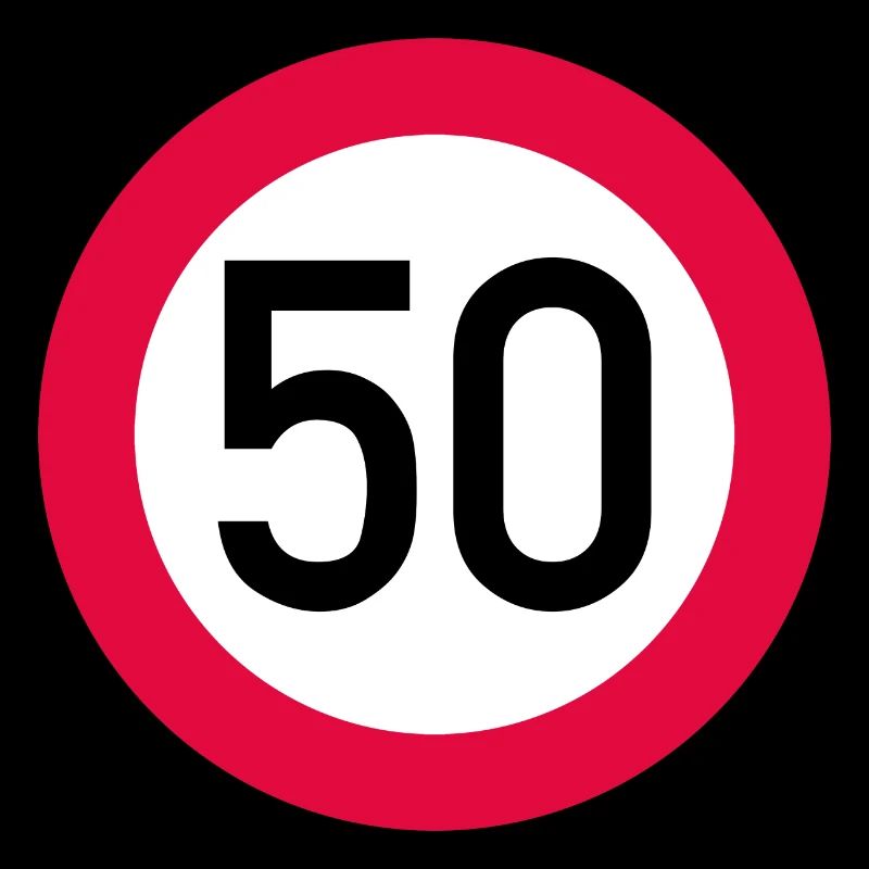 50 ans Attention ! Panneau de signalisation 50 km/h