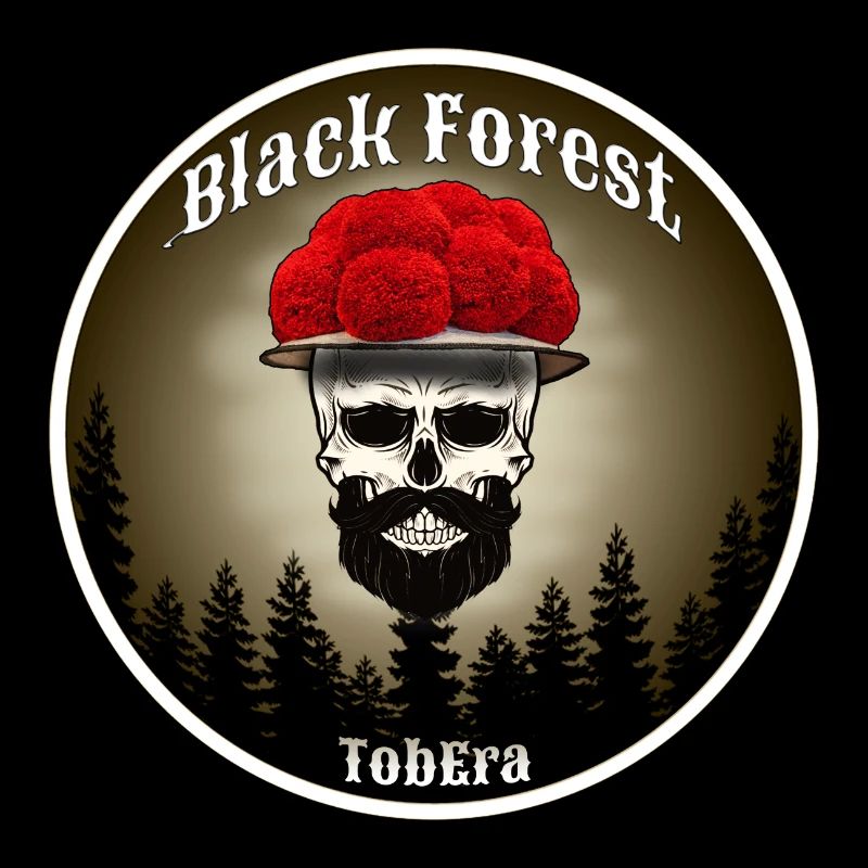 Schwarzwald Skull mit roten Blüten