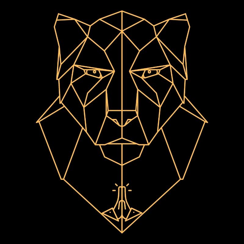 Geometric lion head with praying