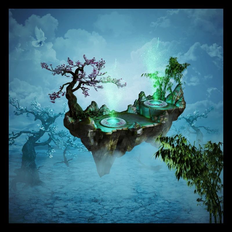 Flying island with trees