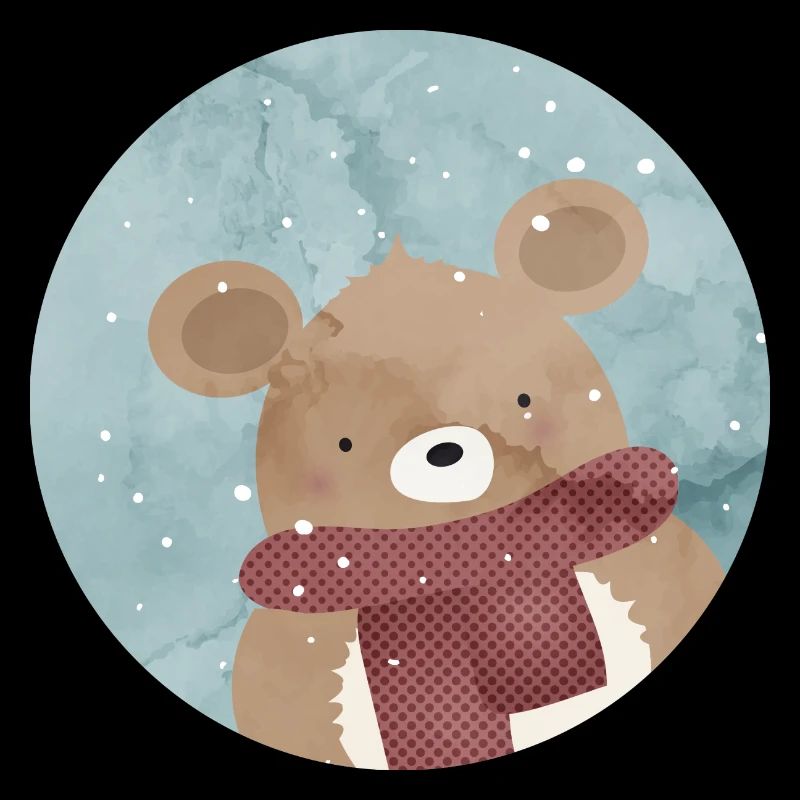 zuckersüßer goldiger Bär im Winter wenn es schneit