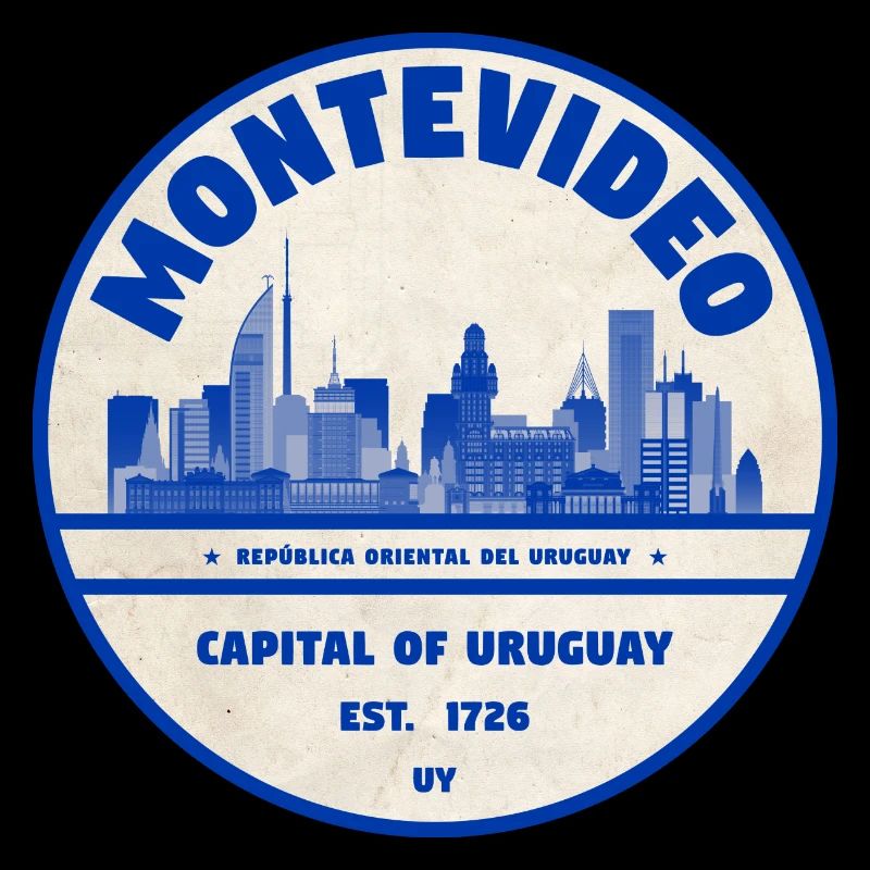 Montevideo Skyline Blaues Stadtsiegel