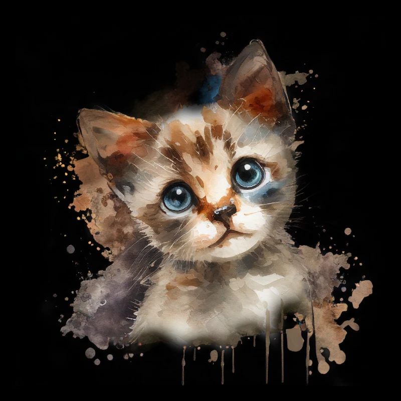 Watercolor Kitten on Bright Background