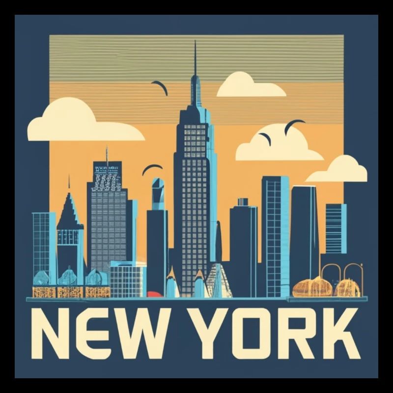 Imprimé rétro New York Skyline