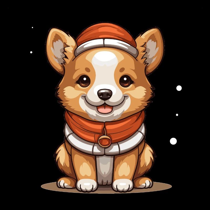 Design de Noël de chien - Style Kawaii